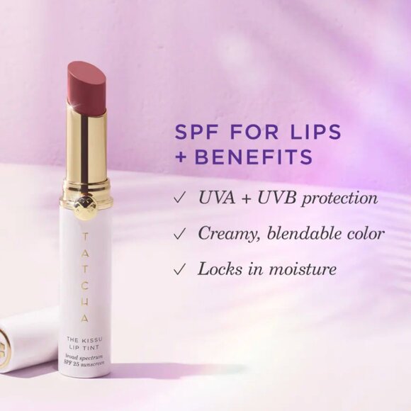 Tatcha The Kissu Lip Tint SPF 25 Hydrating Tinted Lip Sunscreen Plum Blossom NIB - Picture 4 of 6